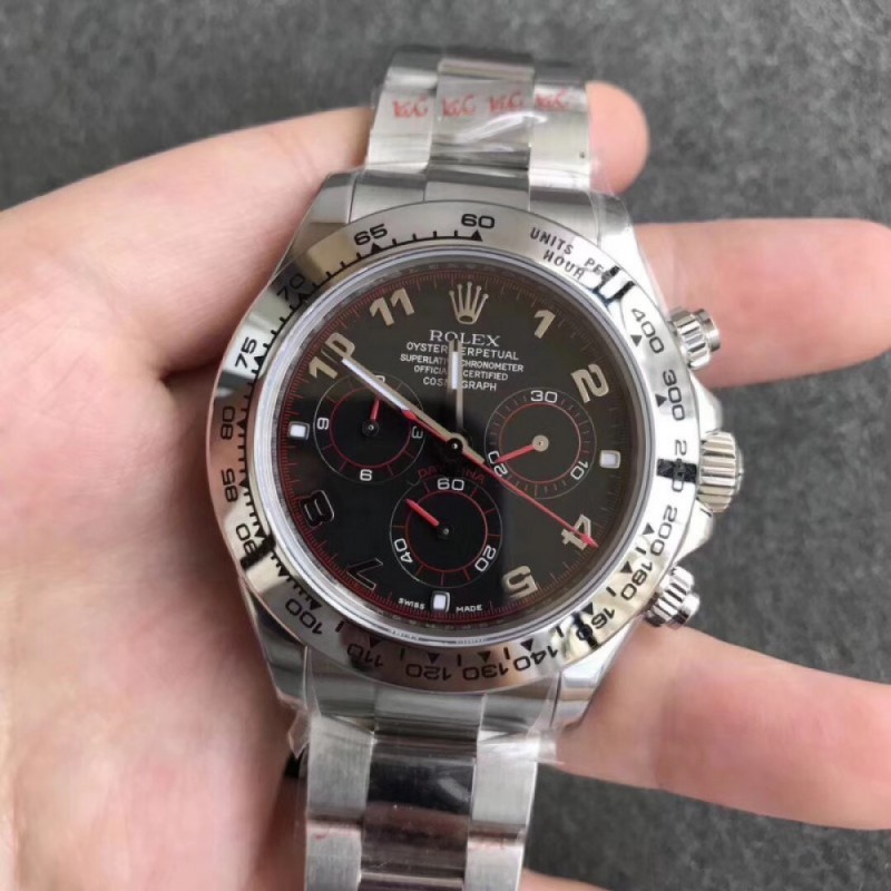 Replica Rolex Daytona Cosmograph 116520 N Stainless Steel Black Dial Swiss 7750 Run 6@SEC