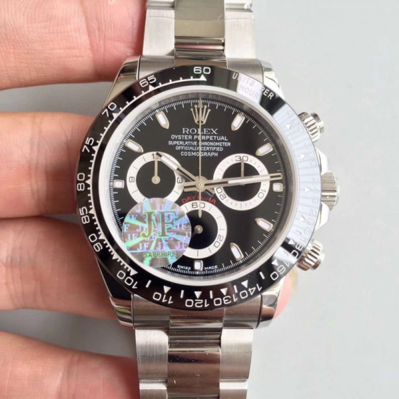 Replica Rolex Daytona Cosmograph 116500LN JF Stainless Steel Black Dial Swiss 7750 Run 6@SEC