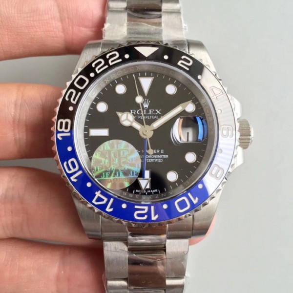 Replica Rolex GMT-Master II 116710BLNR JF Stainless Steel Black Dial Swiss 2836-2