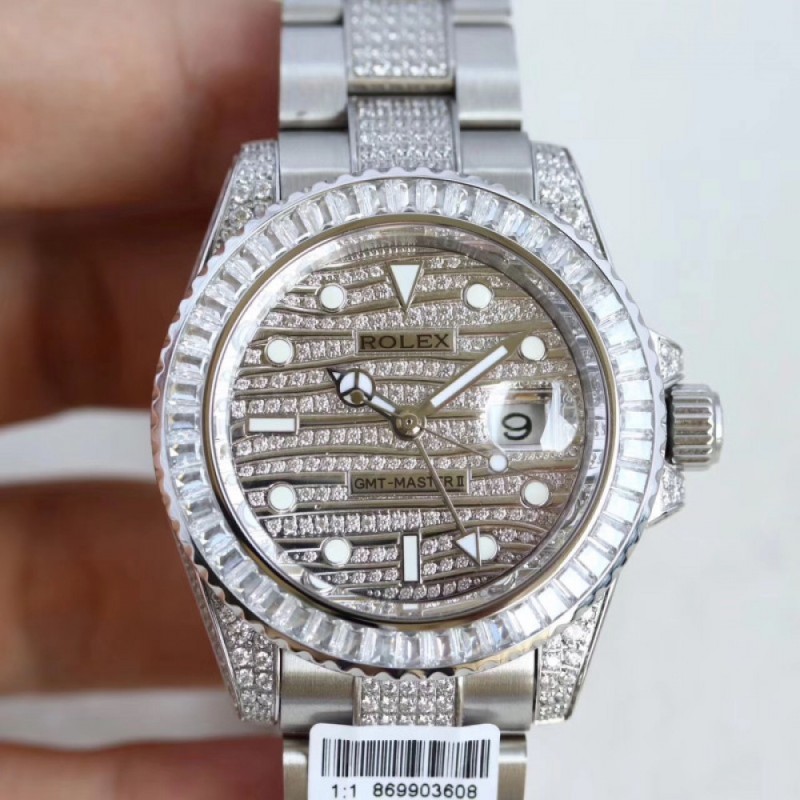 Replica Rolex GMT-Master II 116769 WT Stainless Steel & Diamonds Diamond Dial Swiss 2836-2