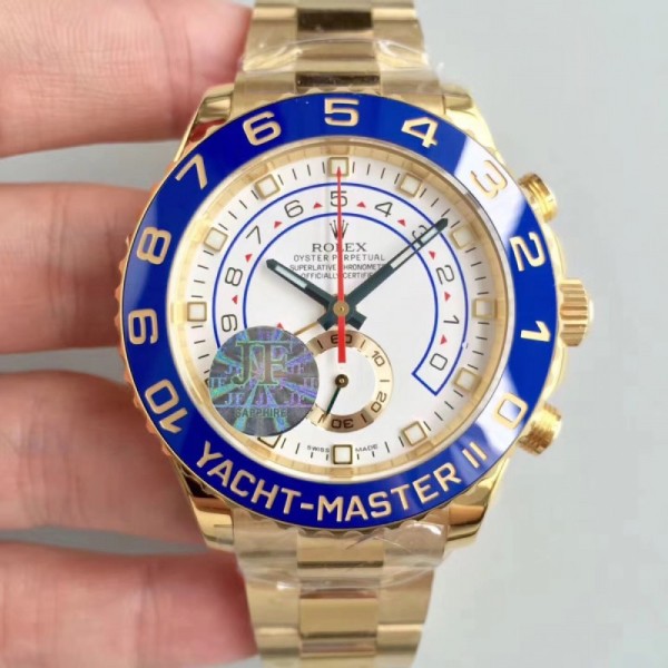 Replica Rolex Yacht-Master II 116688 JF Yellow Gold White Dial Swiss 7750