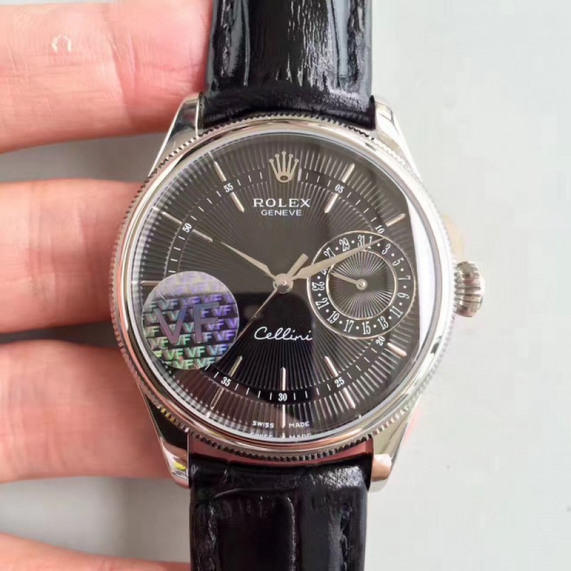 Replica Rolex Cellini Date 50519 VF Stainless Steel Black Dial Swiss 3165