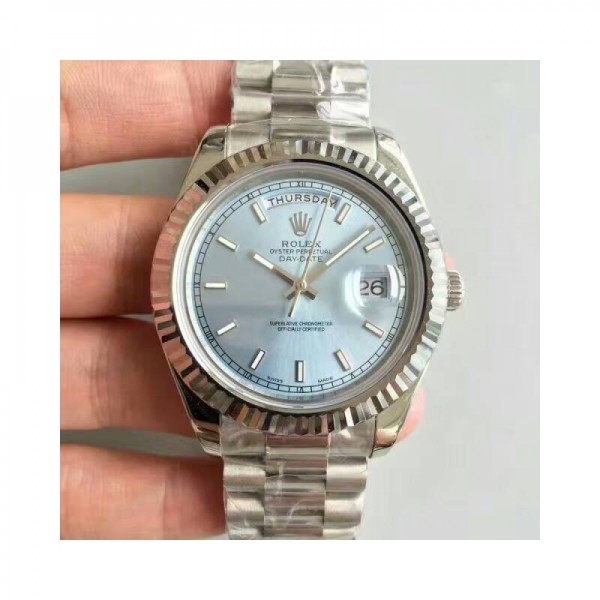 Replica Rolex Day-Date II 218239 41MM V6 Stainless Steel Blue Dial Swiss 2836-2