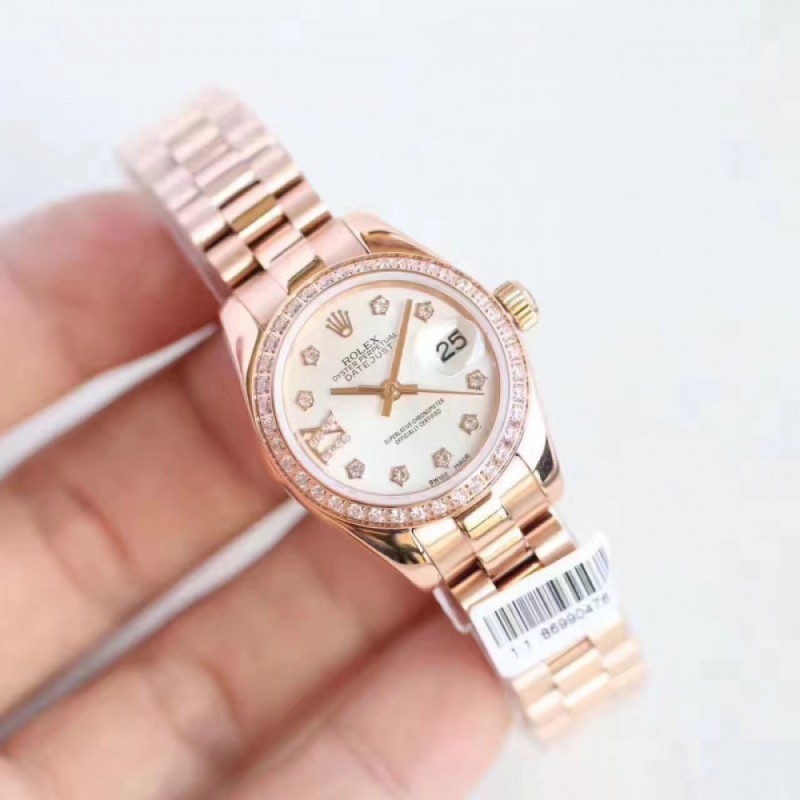 Replica Rolex Lady Datejust 28 279135RBR 28MM N Rose Gold & Diamonds Mother Of Pearl Dial Swiss 2671