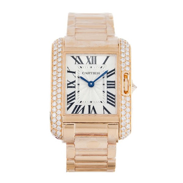 UK Rose Gold set with Diamonds Cartier Replica Tank Anglaise WT100002-30 MM