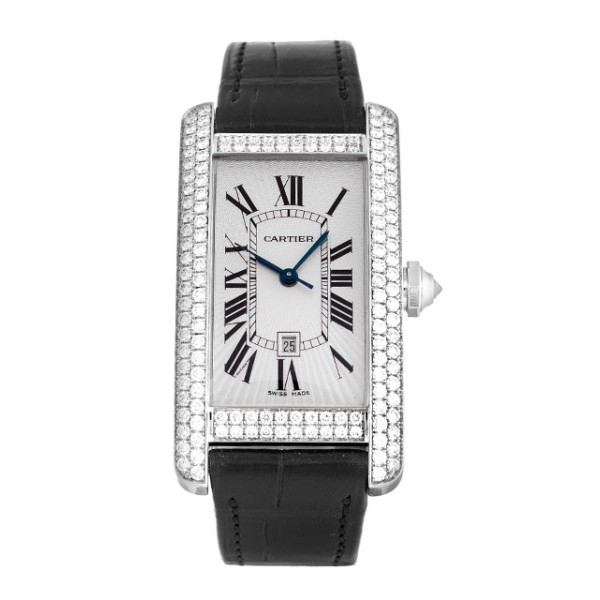 UK White Gold set with Diamonds Cartier Replica Tank Americaine WB710002-23 MM