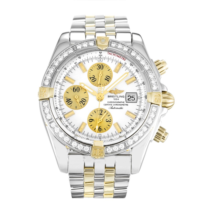 UK Steel & Yellow Gold set with Diamonds Breitling Replica Chronomat Evolution B13356-43.7 MM