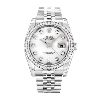 UK Steel & White Gold set with Diamonds Rolex Replica Datejust 116244-36 MM