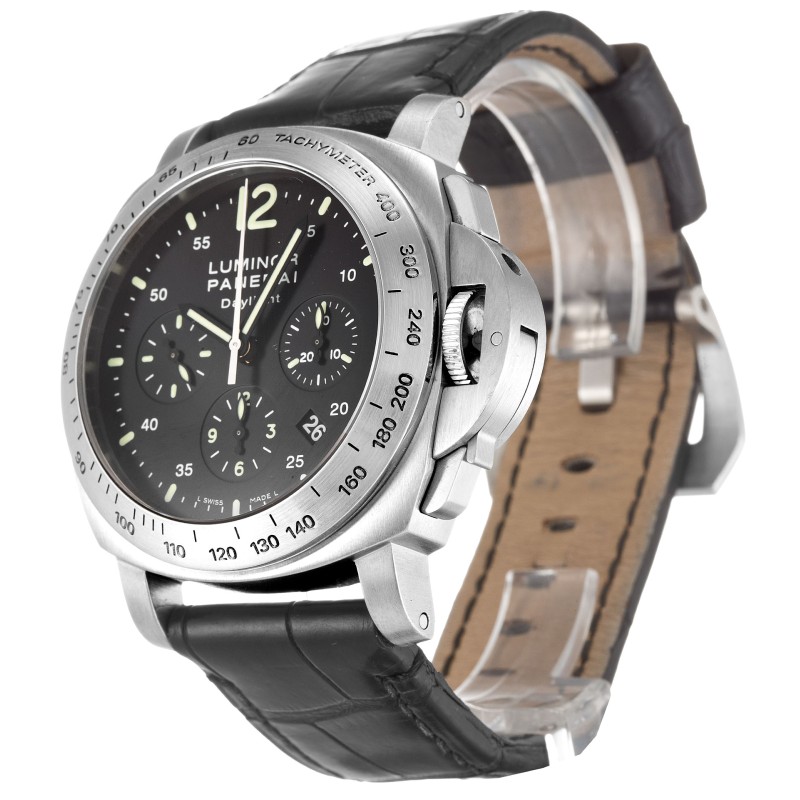 Best UK Blcak Steel Replica Panerai  Luminor Chrono PAM00250-44 MM 