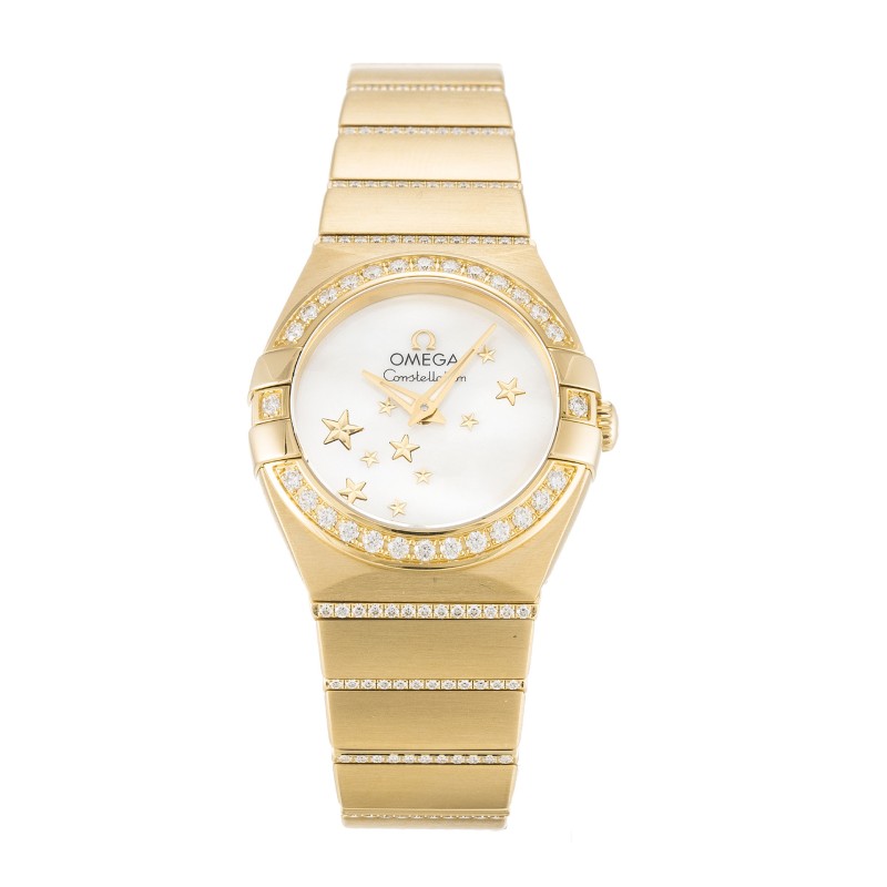 UK Yellow Gold set with Diamonds Omega Replica Constellation 123.55.24.60.05.002-24 MM