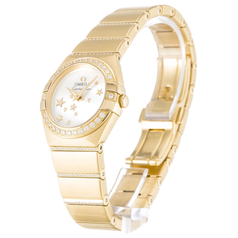 UK Yellow Gold set with Diamonds Omega Replica Constellation 123.55.24.60.05.002-24 MM