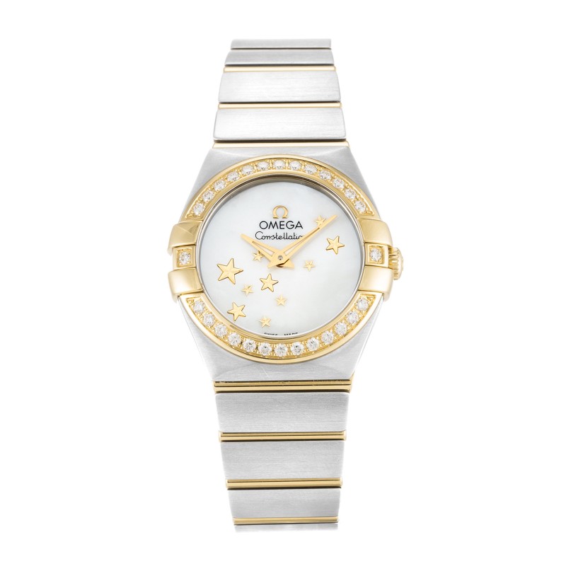 UK Steel & Yellow Gold set with Diamonds Omega Replica Constellation Ladies 123.25.24.60.05.001-24 MM