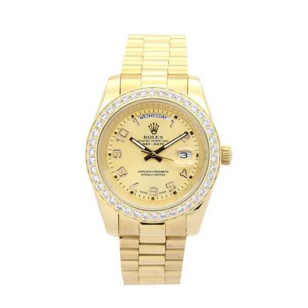 UK Yellow Gold set with Diamonds Rolex Replica Day-Date II 218348-41 MM