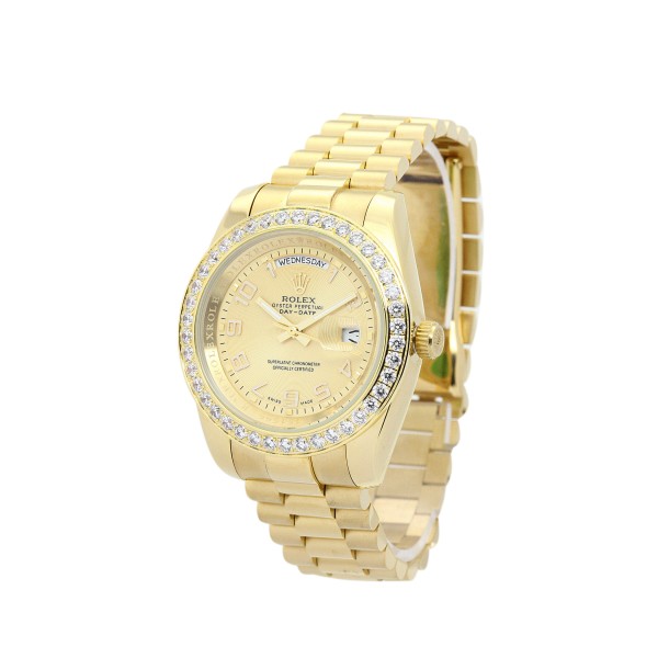 UK Yellow Gold set with Diamonds Rolex Replica Day-Date II 218348-41 MM