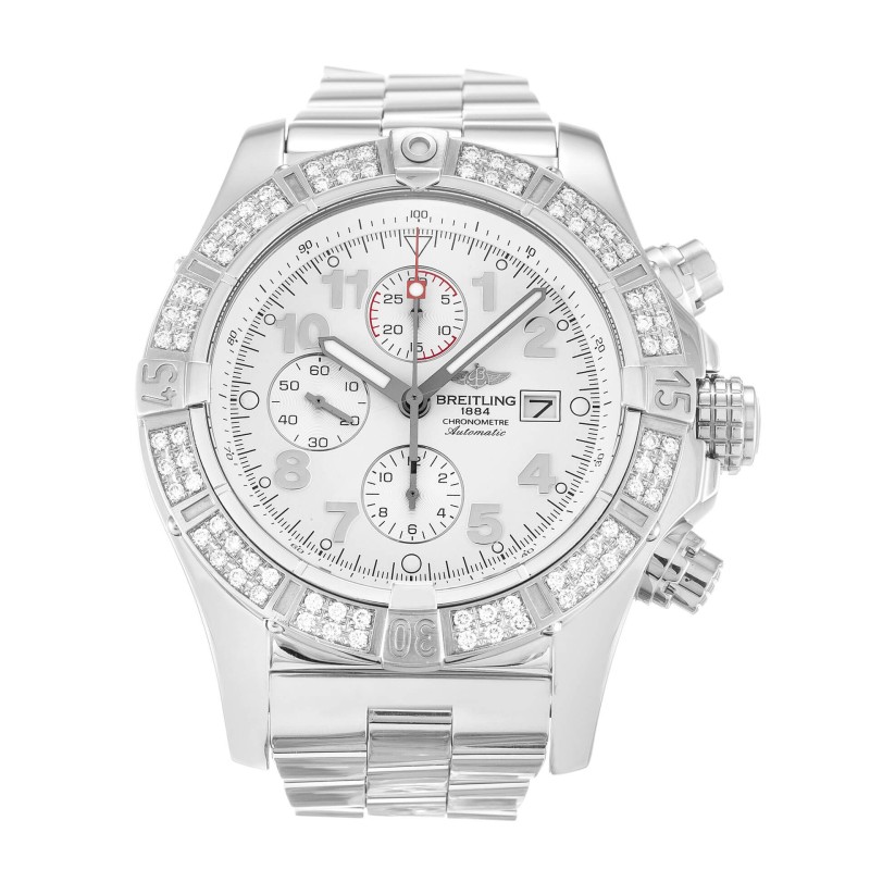 UK Steel set with Diamonds Breitling Replica Super Avenger A13370-48.4 MM