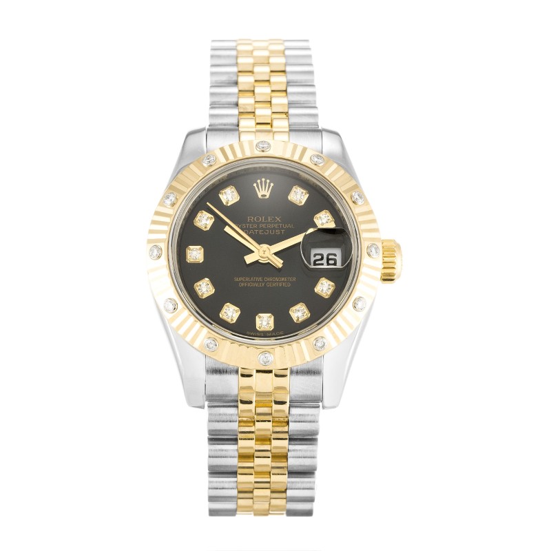 UK Steel & Yellow Gold set with Diamonds Rolex Replica Datejust Lady 179313-26 MM