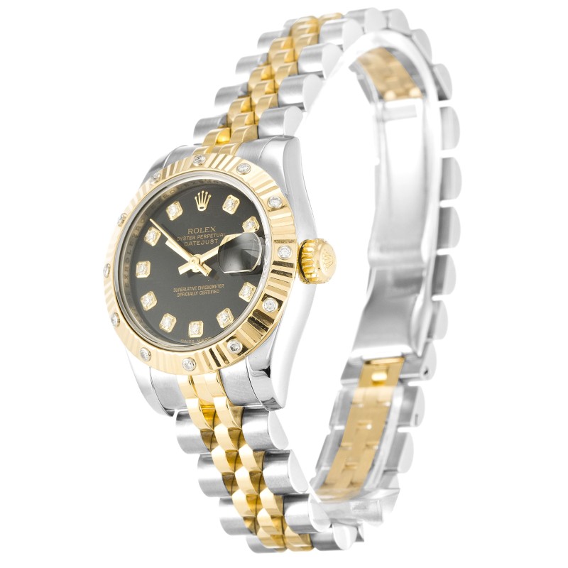 UK Steel & Yellow Gold set with Diamonds Rolex Replica Datejust Lady 179313-26 MM