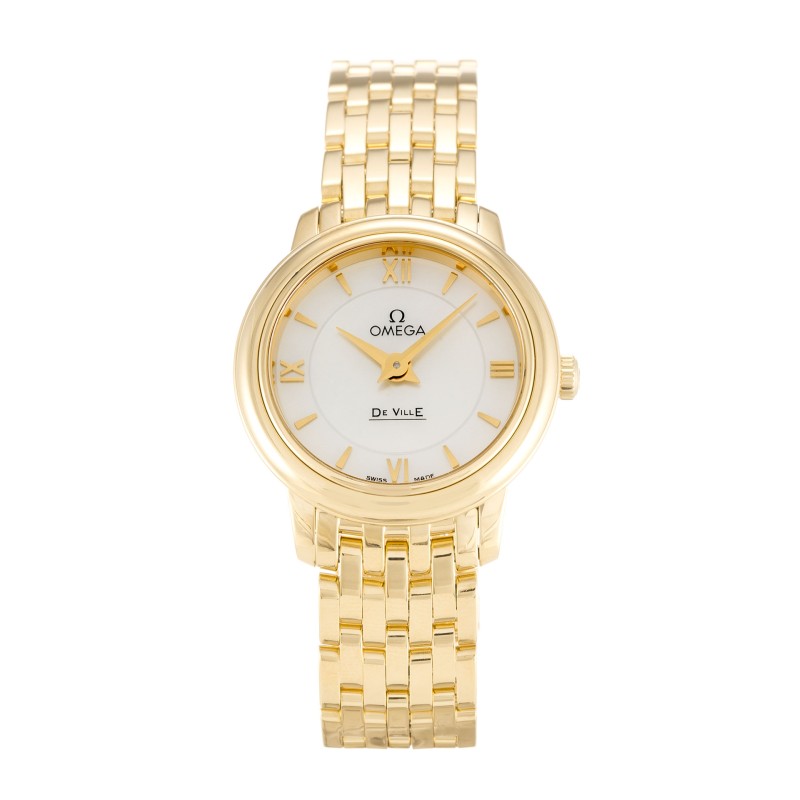 UK Yellow Gold Omega Replica De Ville Prestige 424.50.24.60.05.001-23 MM