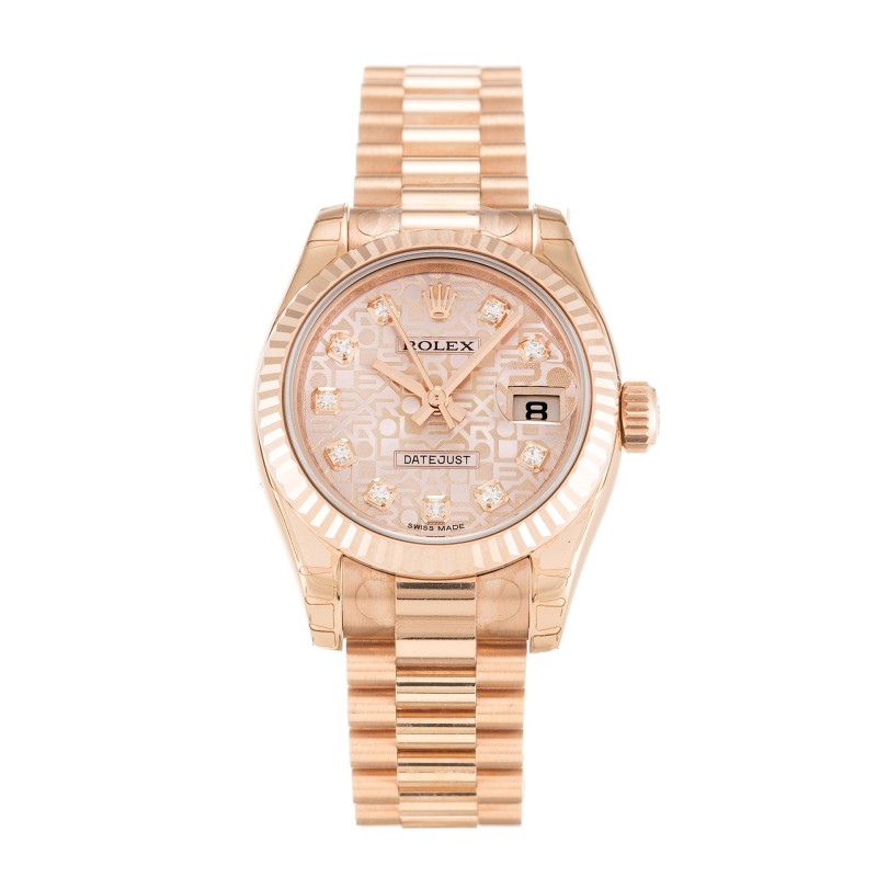 UK Pink Gold Rolex Replica Datejust Lady 179175-26 MM