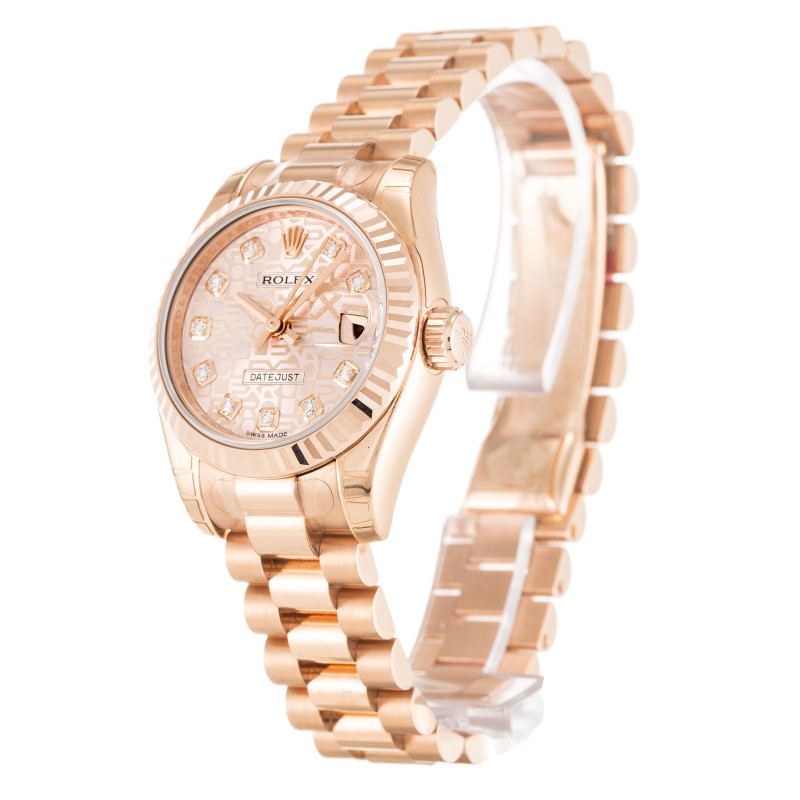 UK Pink Gold Rolex Replica Datejust Lady 179175-26 MM