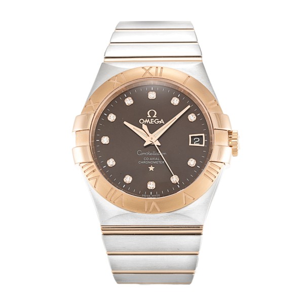 UK Steel & Rose Gold Omega Replica Constellation Chronometer 123.20.35.20.63.001-35 MM