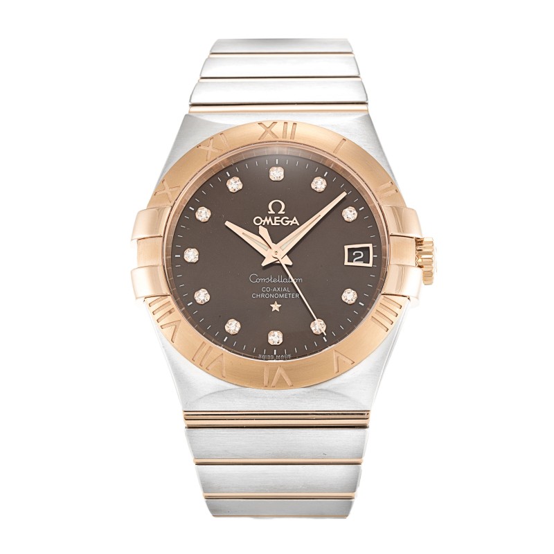 UK Steel & Rose Gold Omega Replica Constellation Chronometer 123.20.35.20.63.001-35 MM