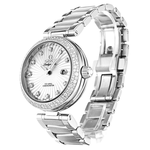 UK Steel set with Diamonds Omega Replica De Ville Ladymatic 425.35.34.20.55.001-34 MM