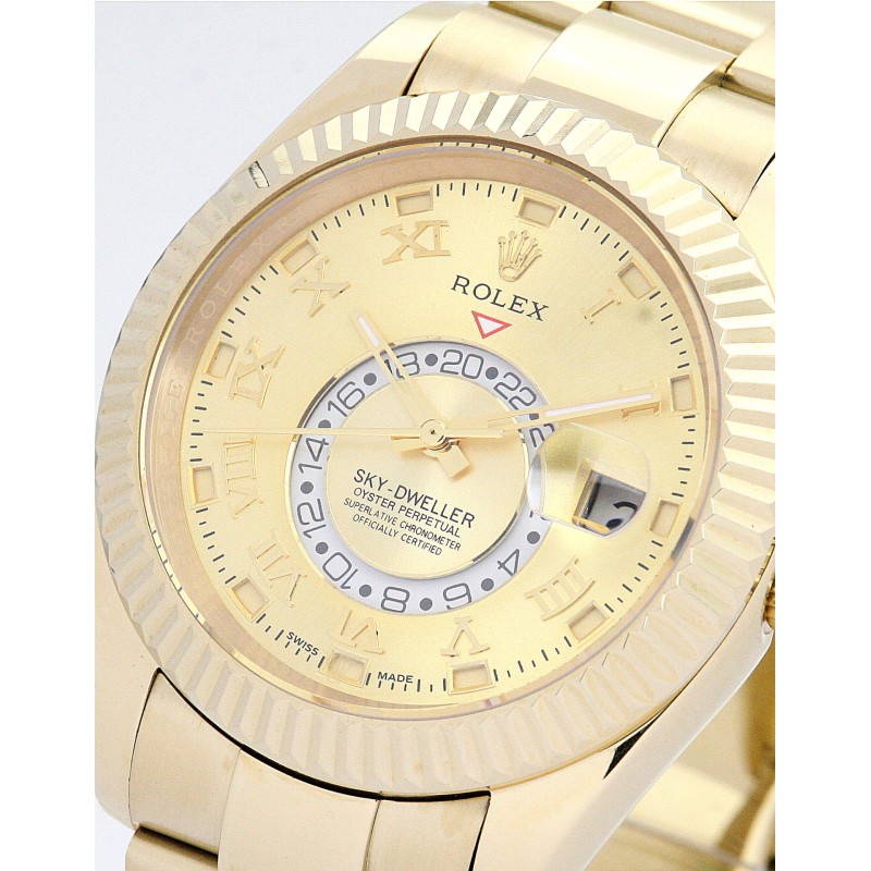 UK Yellow Gold Rolex Replica Sky-Dweller 326938-42 MM