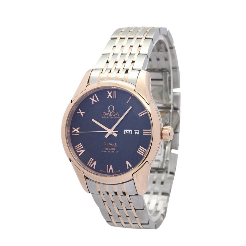 UK Rose Gold Steel Omega Replica De Ville Hour Vision-41 MM