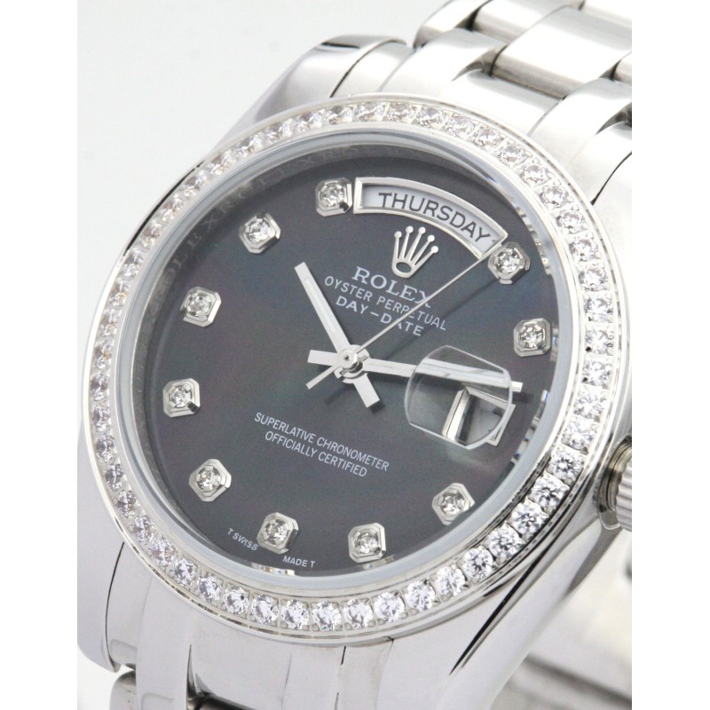 UK Platinum set with Diamonds Rolex Replica Day-Date 118346-36 MM