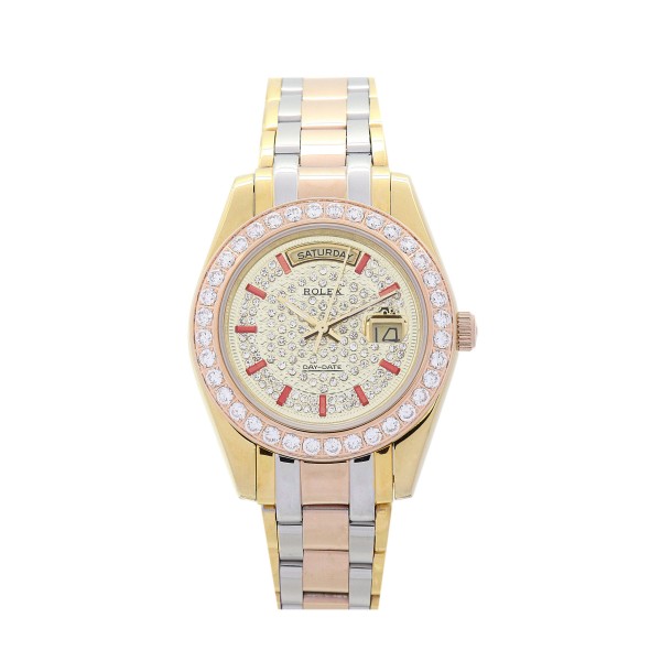 UK Rose gold and Yellow gold with Diamonds Rolex Replica Day-Date-36 MM